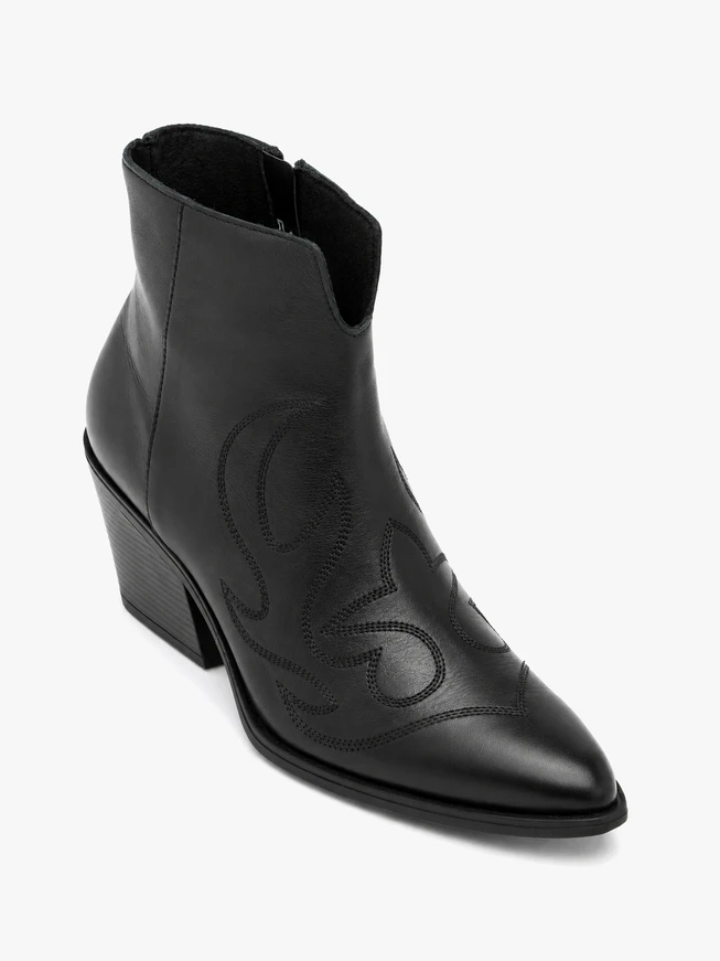 Schwarze Cowboy-Stiefeletten mit Ziernähten