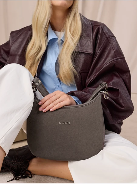 Handtasche aus braunem Leder und Velours