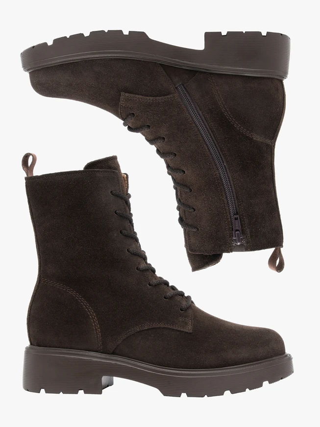 Dunkelbraune Velourslederstiefel