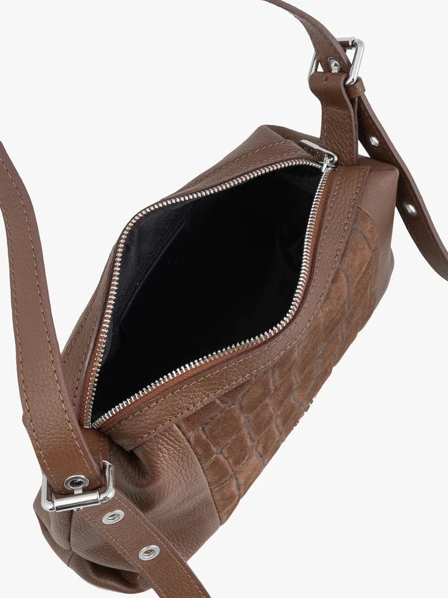 Hellbraune Handtasche mit Krokodilleder-Optik