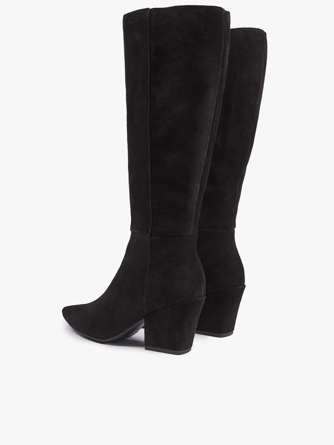 Schwarze Velourslederstiefel