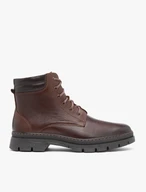 Braune Stiefel aus Leder und Velours