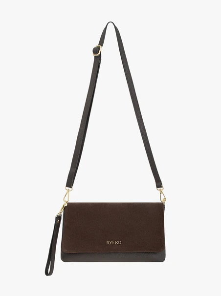 <p>Eine kleine dunkelbraune Handtasche</p>
