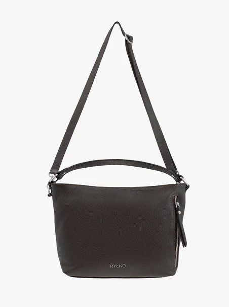 Handtasche aus dunkelbraunem Vollnarbenleder