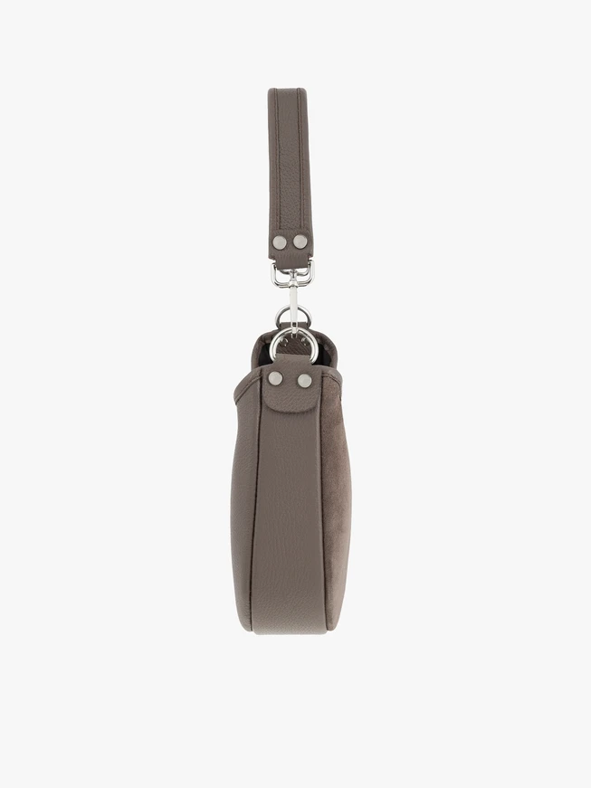Handtasche aus braunem Leder und Velours