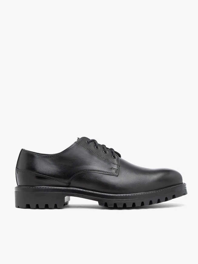 Schwarze Lederhalbschuhe