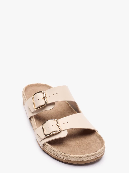Beigefarbene Flip-Flops mit zwei Riemen