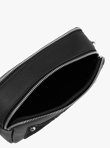 Handtasche aus schwarzem Leder und Velours