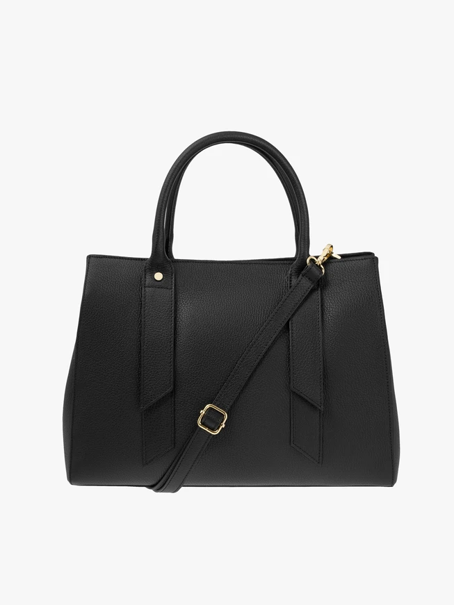 Schwarze große Handtasche mit Krokodilledermuster