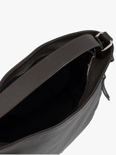 Handtasche aus dunkelbraunem Vollnarbenleder