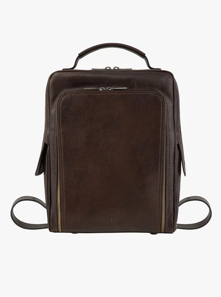 Brauner Lederrucksack A4 für Laptop-Handgepäck