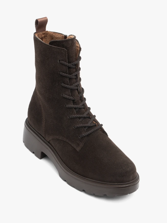 Dunkelbraune Velourslederstiefel