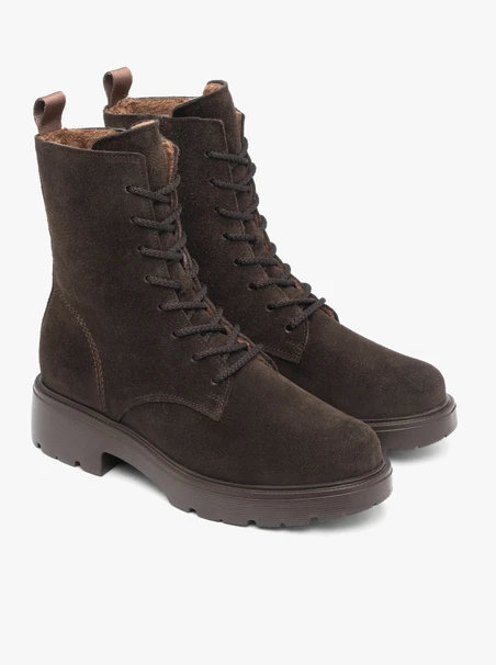 Dunkelbraune Velourslederstiefel