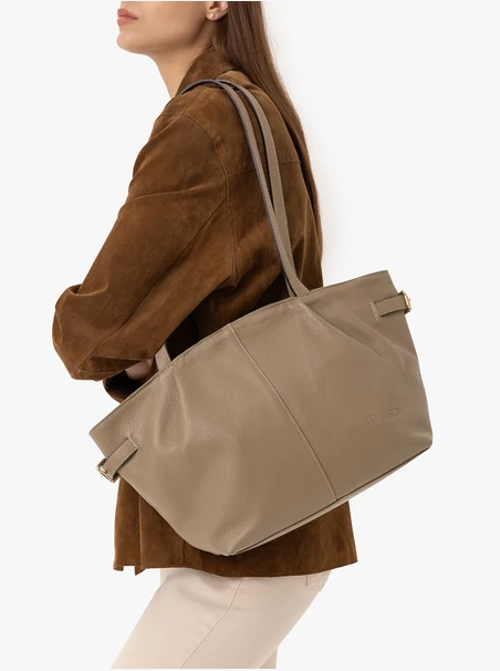 Beige Handtasche mit Etui