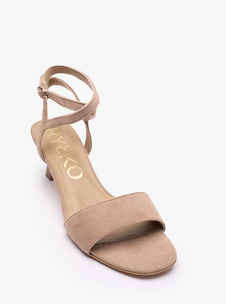 Beige Veloursleder-Sandalen