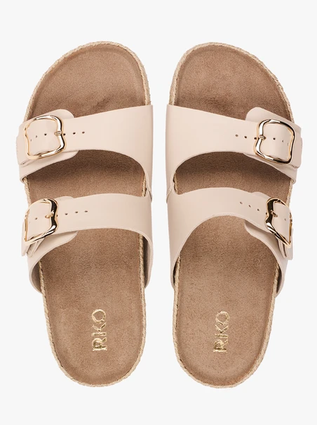Beigefarbene Flip-Flops mit zwei Riemen