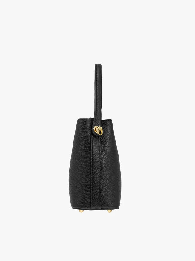 Kleine schwarze Lederhandtasche