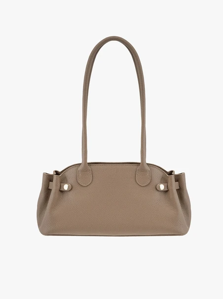 Beigefarbene Baguette-Handtasche aus Leder