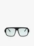 Schwarze Unisex-Brille mit hellblauen Gläsern