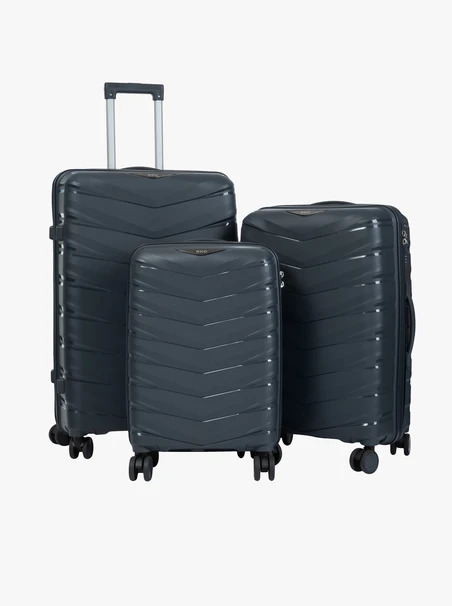 Set aus 3 grauen Hartschalenkoffern S, M und L
