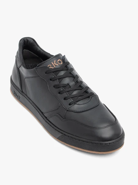 Schwarze Sporthalbschuhe aus Leder