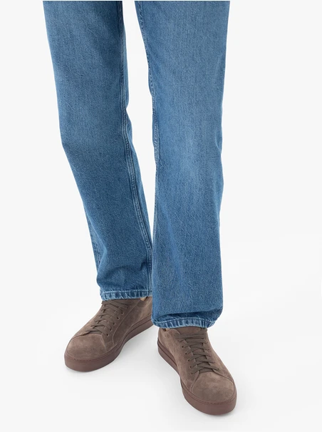 Halbschuhe aus grauem Veloursleder