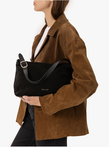 Schwarze mittelgroße Handtasche