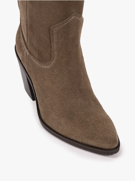 Dunkelbeige höhere Velourslederstiefel