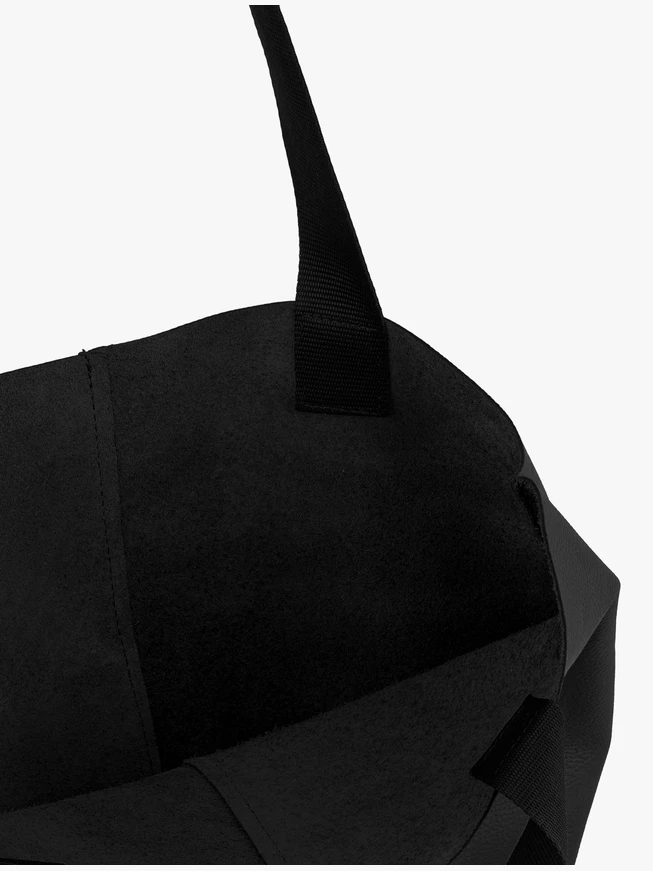 Schwarze Shopper-Tasche aus Leder und Stoff