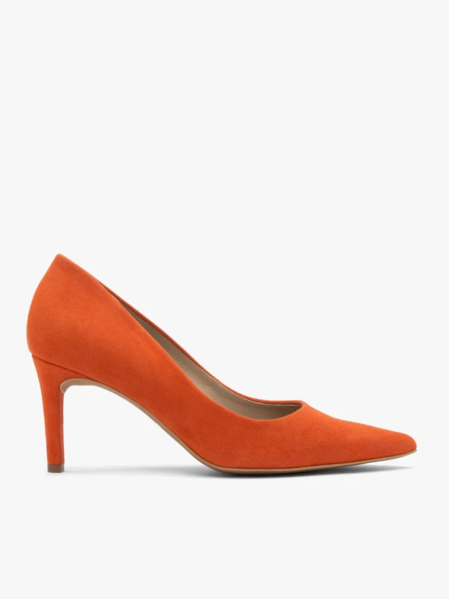 Pumps aus orangefarbenem Veloursleder