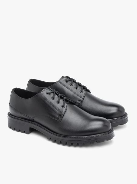Schwarze Lederhalbschuhe