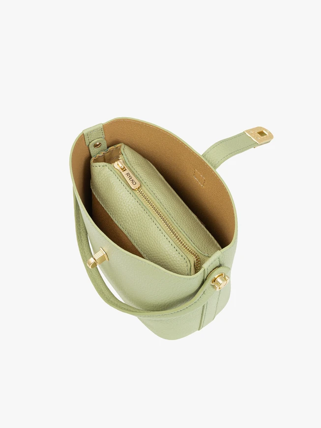 Hellgrüne kleine Lederhandtasche