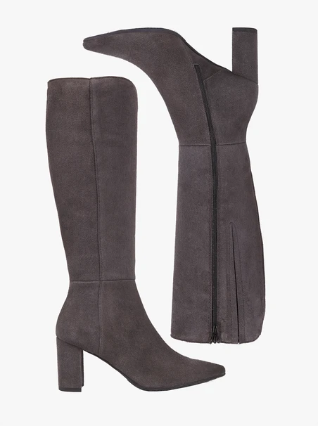 Dunkelgraue Stiefel mit hohem Schaft