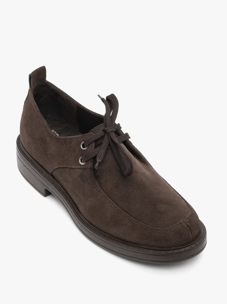 Dunkelbraune Velourshalbschuhe