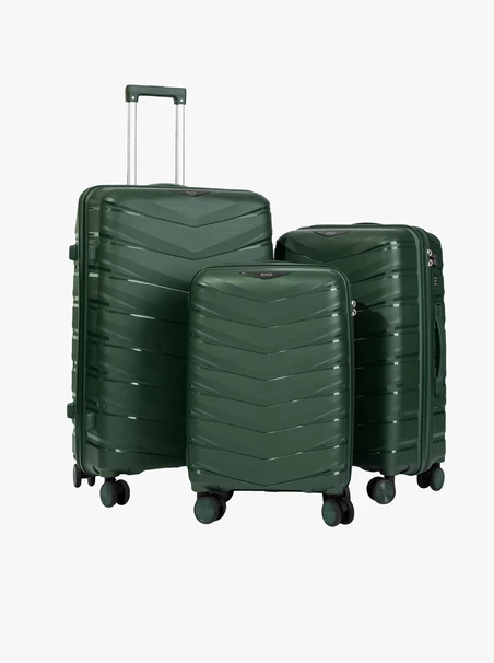 Set aus 3 grünen Hartschalenkoffern S, M und L