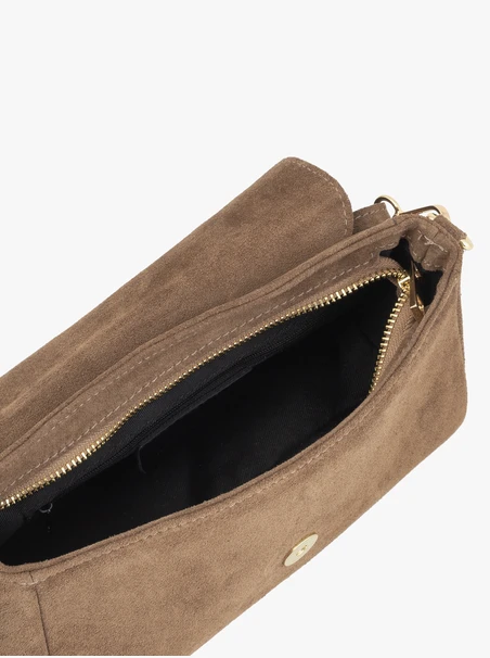 Dunkelbeige Clutch-Tasche mit Quasten