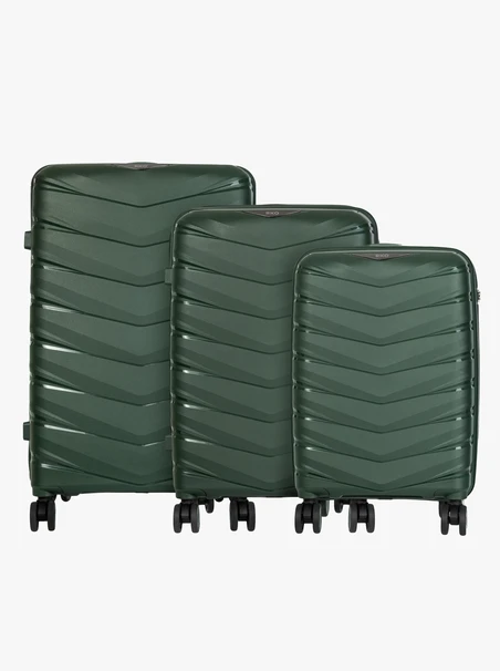 Set aus 3 grünen Hartschalenkoffern S, M und L