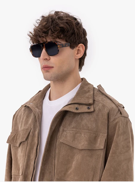 Unisex-Sonnenbrille mit Rahmen mit Leopardenmuster