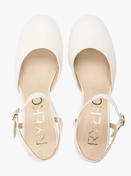 Cremefarbene Leder-Slingback-Hochzeitspumps
