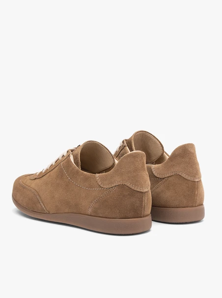 Hellbraune Sporthalbschuhe aus Leder