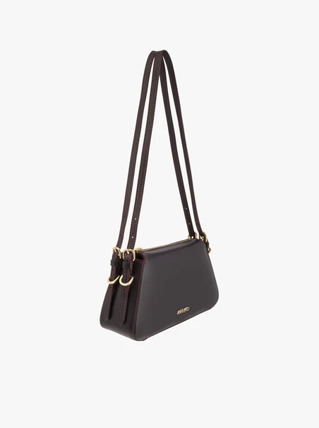 Kleine burgunderrote Handtasche aus Glattleder