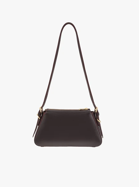 Kleine burgunderrote Handtasche aus Glattleder