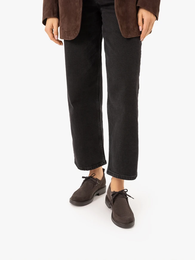 Dunkelbraune Velourshalbschuhe