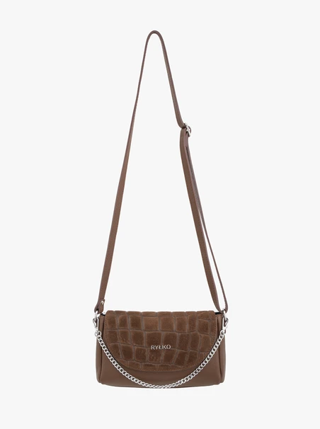 Hellbraune Handtasche mit Krokodilleder-Optik