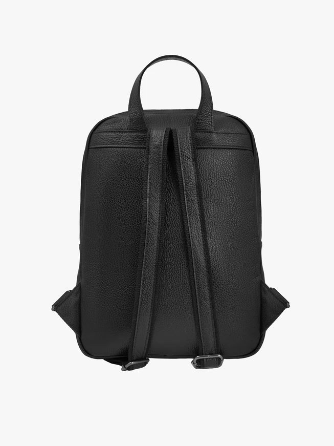 Schwarzer Rucksack aus genarbtem Leder