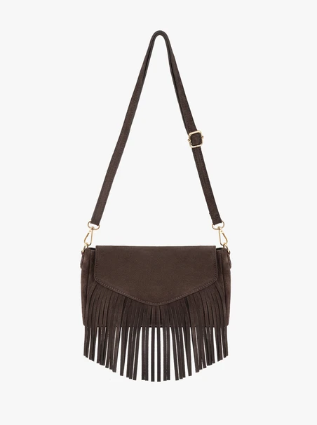 Braune Clutch Bag mit Quasten