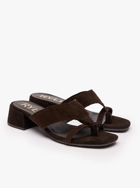 Dunkelbraune Veloursleder-Flip-Flops