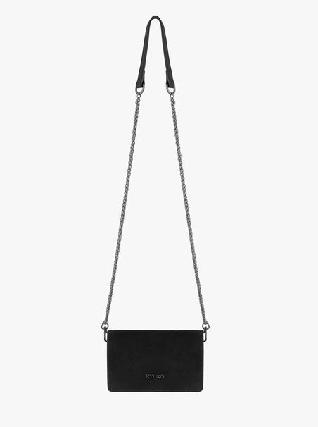 Schwarze kleine Handtasche mit Kette