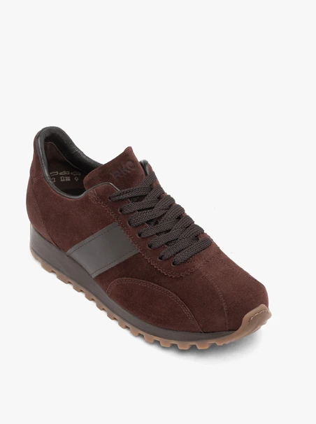 Burgunderrote Halbschuhe aus Veloursleder