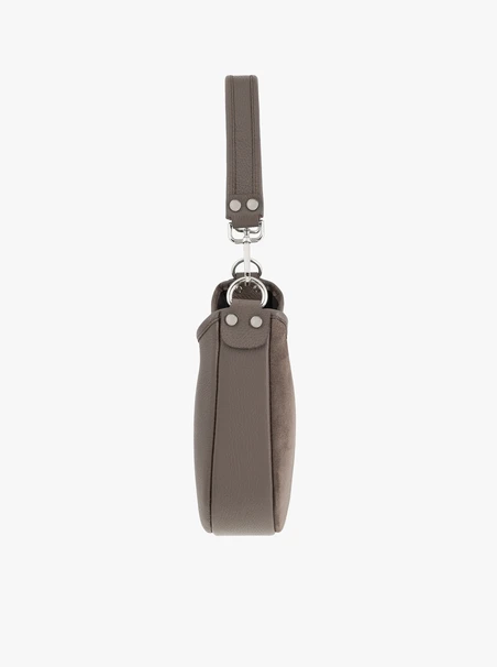 Handtasche aus braunem Leder und Velours